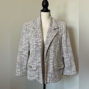 BURU Elegant Tweed Ivory Blazer